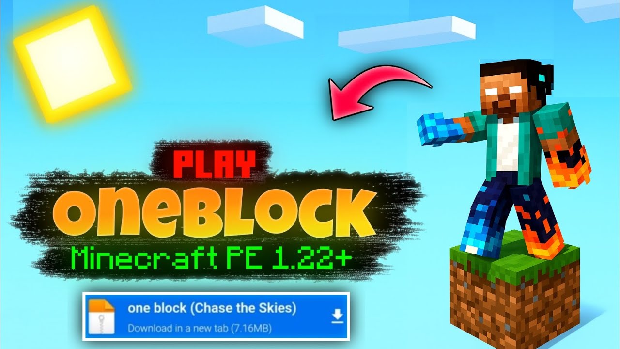 🌎ONE BLOCK Survival Map Download🔥 |  Minecraft PE 1.21+