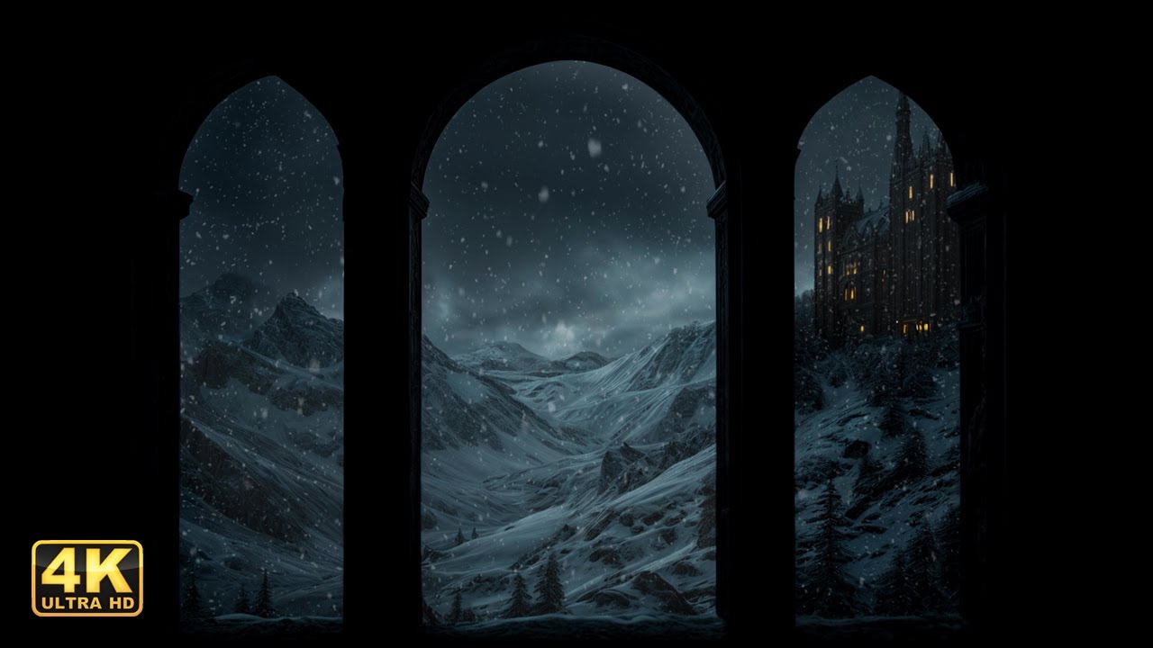 4K Silent Snowy Peaks – Calm Winter Air & Whispering Wind for Sleep
