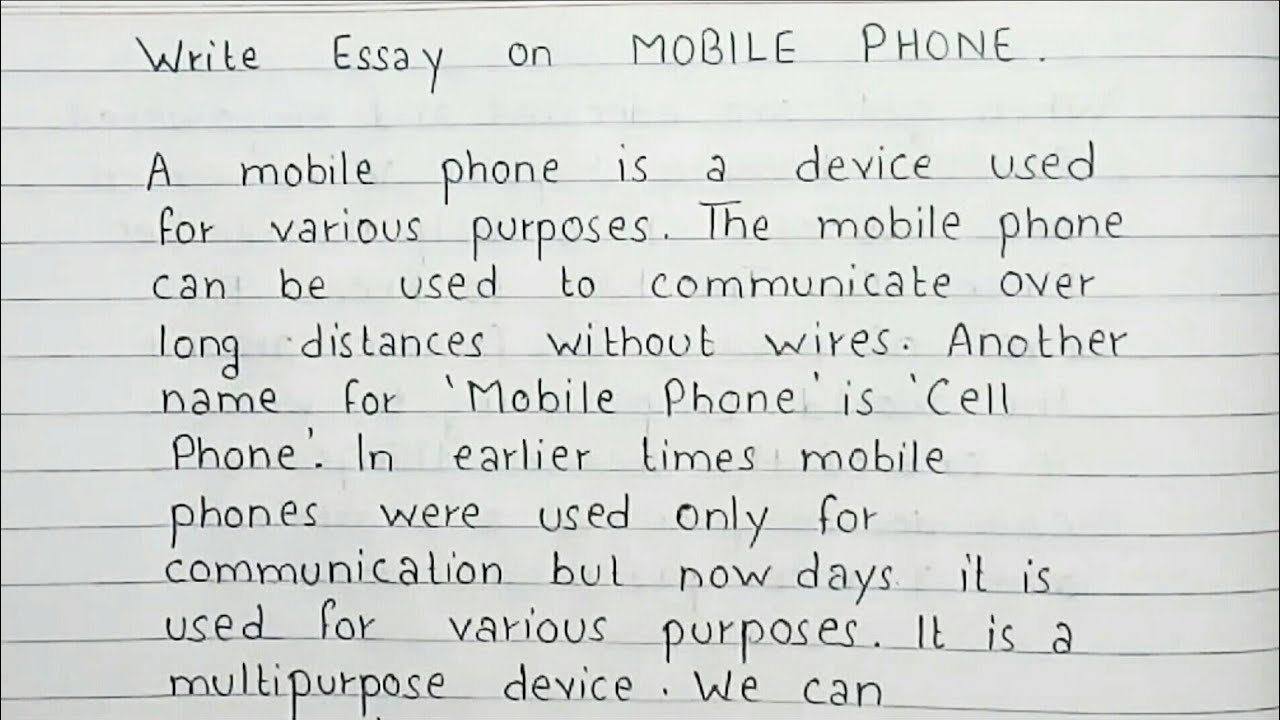 Write essay on mobile phone | English | Handwriting