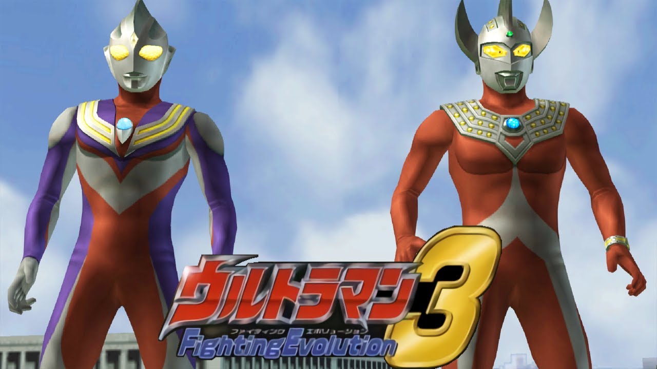 [PS2] Ultraman Fighting Evolution 3 - Tag Mode - Ultraman Tiga and Ultraman Taro (1080p 60FPS)