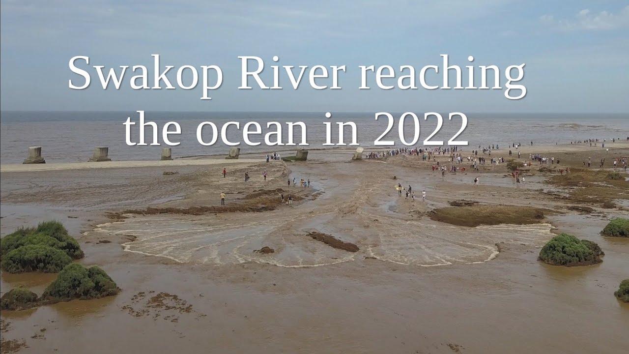 Swakop River flowing into the ocean at Swakopmund