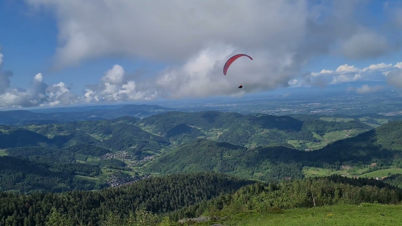 Paraglider Pilotin Anna im Black Forest