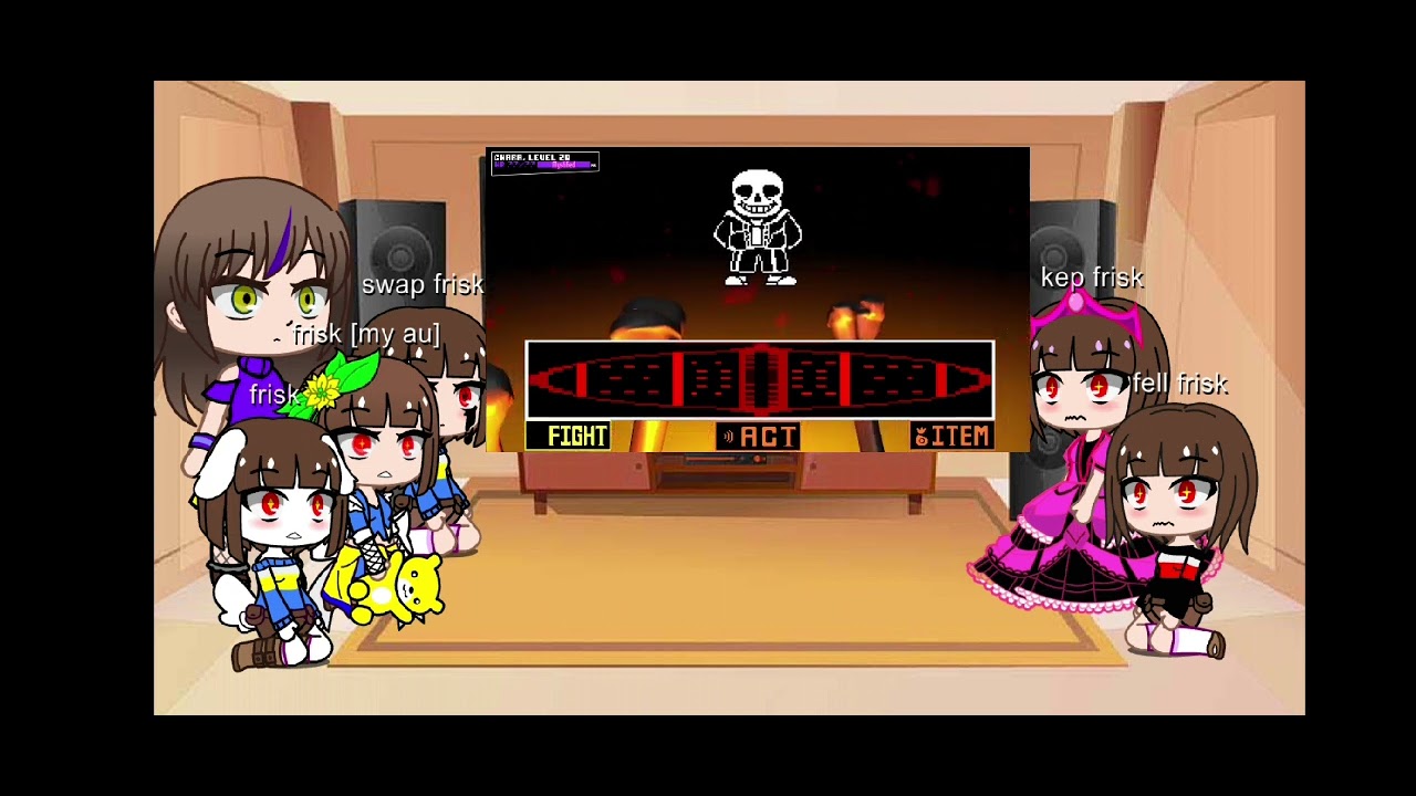 frisk AUS reaccionan a sans y yukari vs player