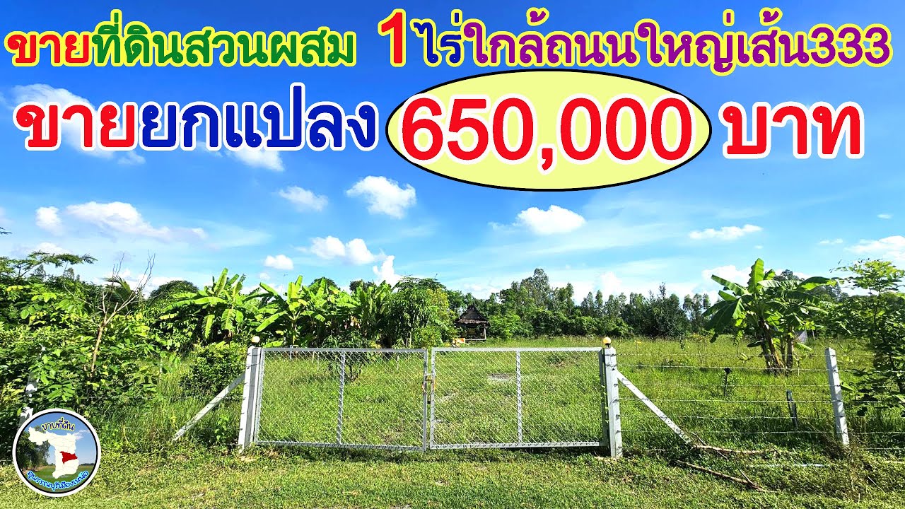 📌ขายที่ดินสวน1ไร่ใกล้ถนนใหญ่(333)💶ขายยกแปลง650,000บาท👉ต.พลับพลาไชยอ.อู่ทองจ.สุพรรณบุรี📞087-7697664