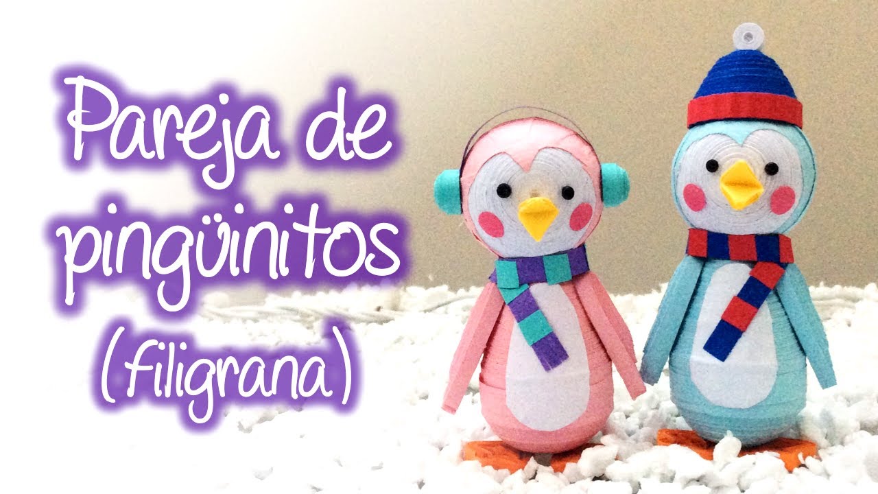 Pareja de pingüinos de filigrana, Quilling penguin couple