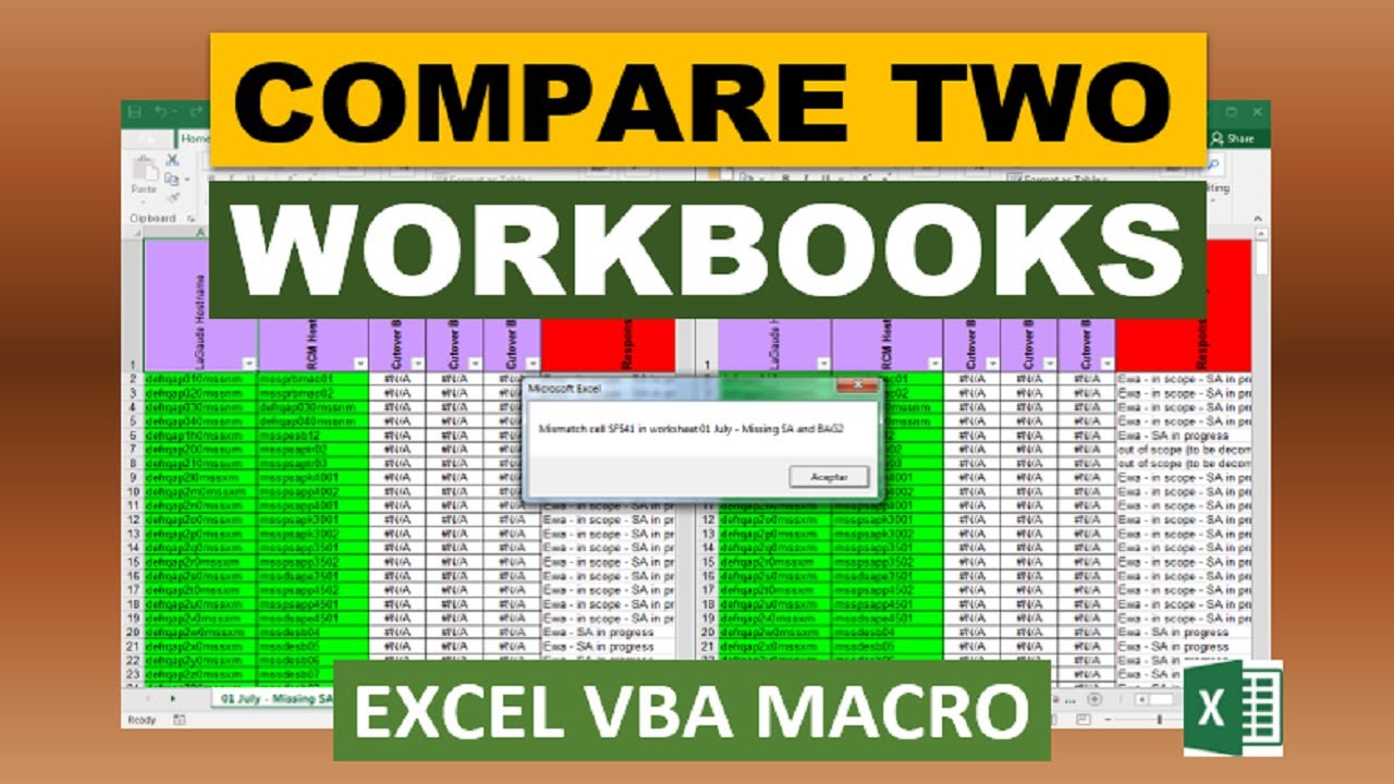 Compare Two Workbooks Excel VBA Macro