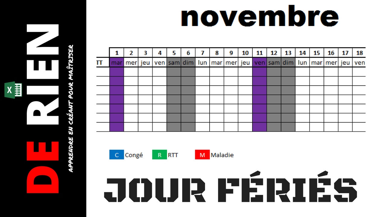 mis en forme conditionnelle des jours fériés d'un planning de personnel