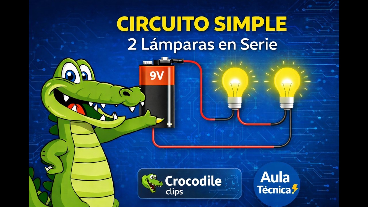 2 Lámparas en Serie en Crocodile Clips ⚡ Circuito Eléctrico Paso a Paso
