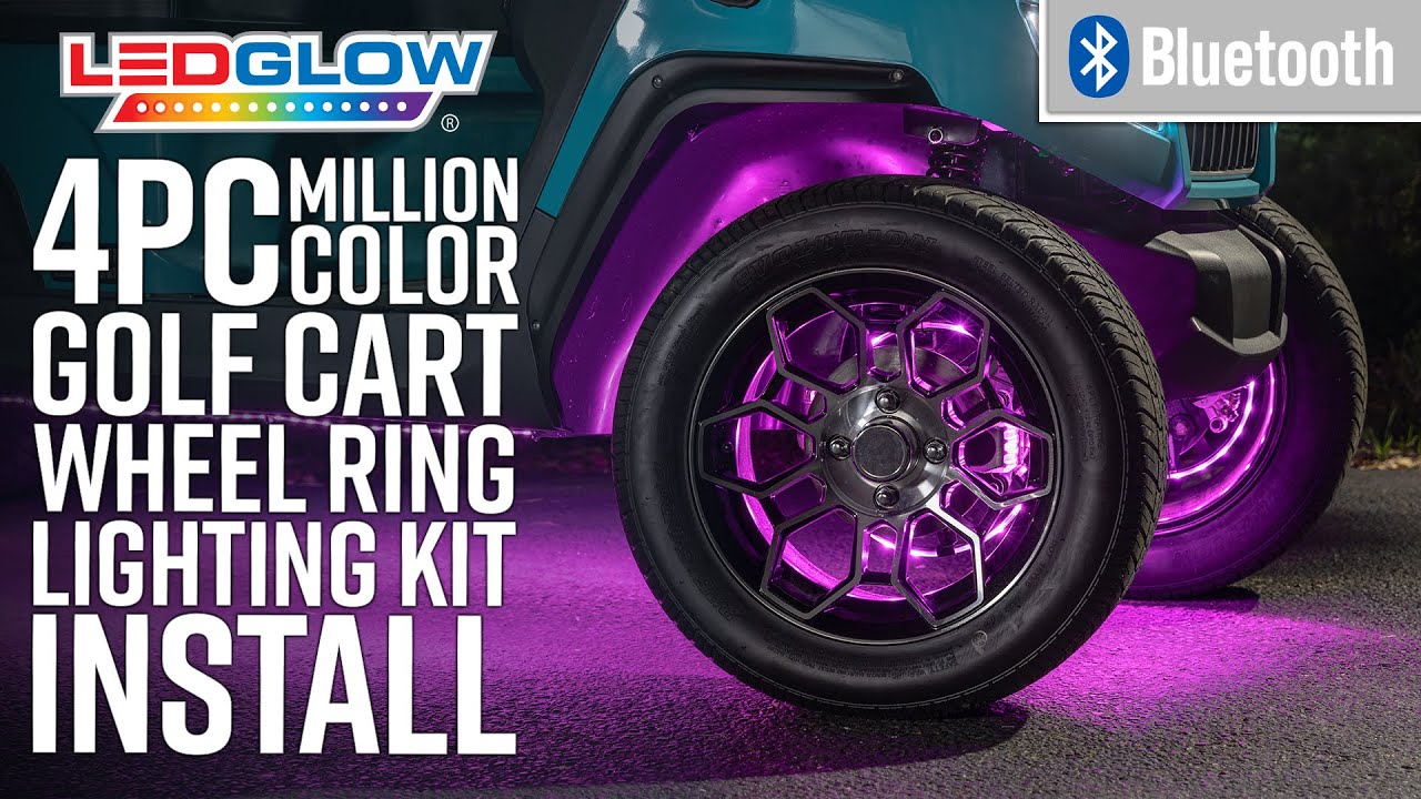Как установить светодиодные фонари на колеса гольф-кара с Bluetooth-гарнитурой LEDGlow Million Color