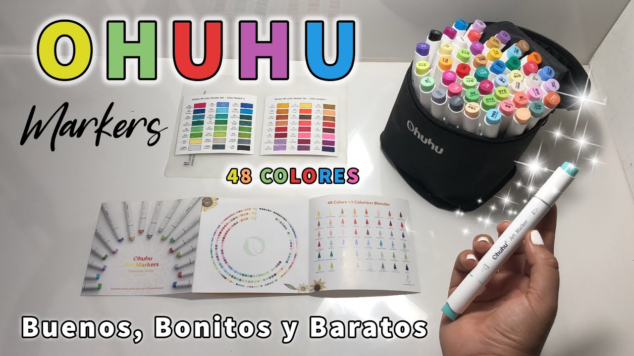 PROBANDO LOS OHUHU MARKERS ✨ SET DE 48 COLORES ✨ Mira este video antes de comprarlos 😳