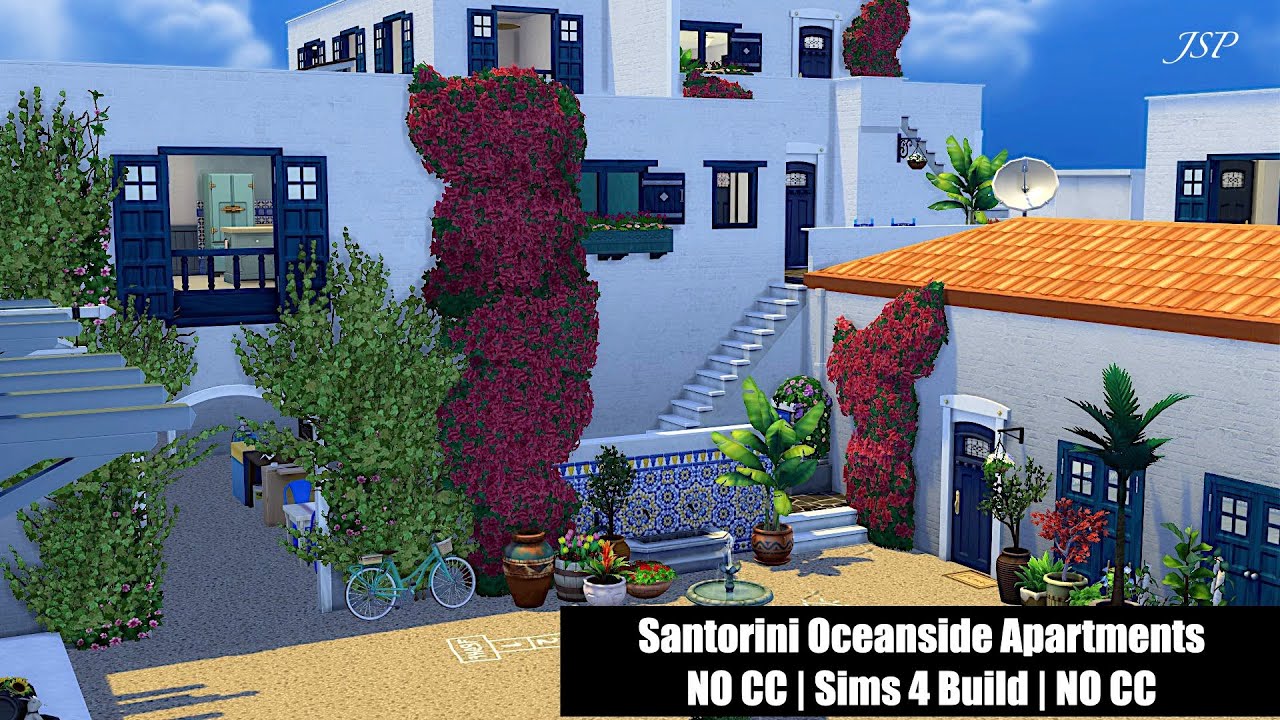 Santorini Oceanside Apartments | Sims 4 Build | NO CC