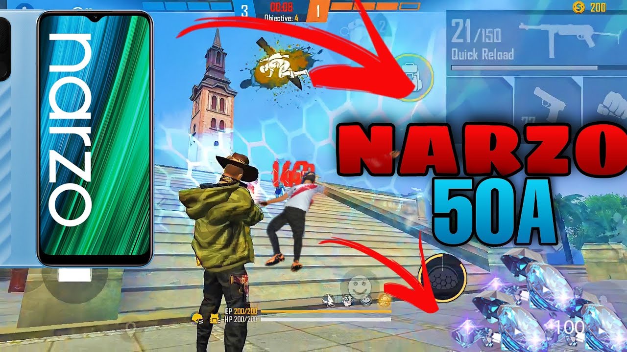 Realme Narzo 50A Free Fire game play | Free Fire Realme Narzo 50A highlights | Ultra Graphics-test