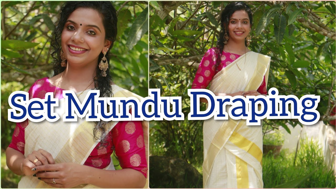 Set Mundu Draping തുടക്കകാർക്ക് എളുപ്പം സെറ്റുമുണ്ട് ഉടുക്കാം| Easy Setmundu Draping | Onam Series