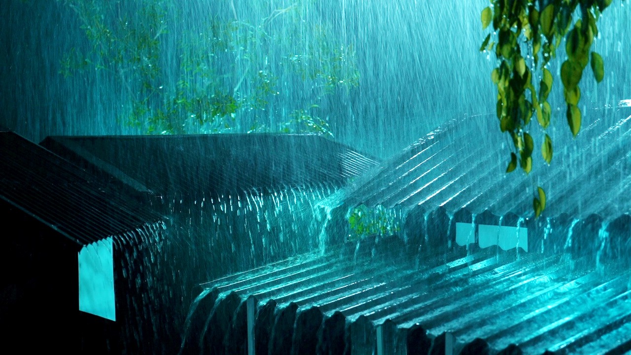 Fall Asleep in 3 Minutes 🌧️ Heavy Rain and Thunder on Tin Roof for Deep Sleep and Anxiety Relief