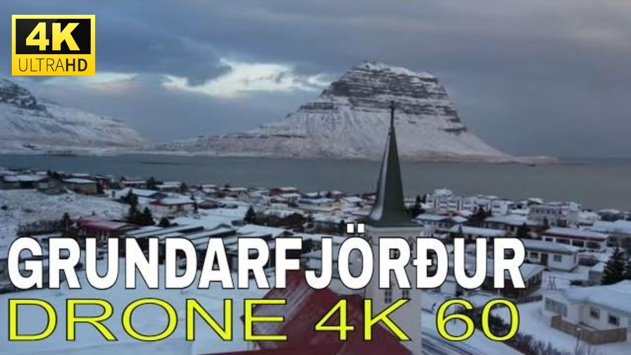 Grundarfjörður, West Iceland. Drone. 4K. 60 fps.
