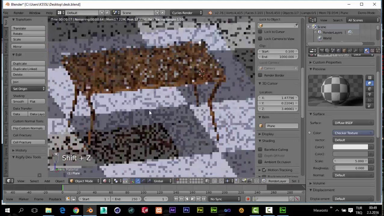 3D BLENDER - MASA MODELLEME