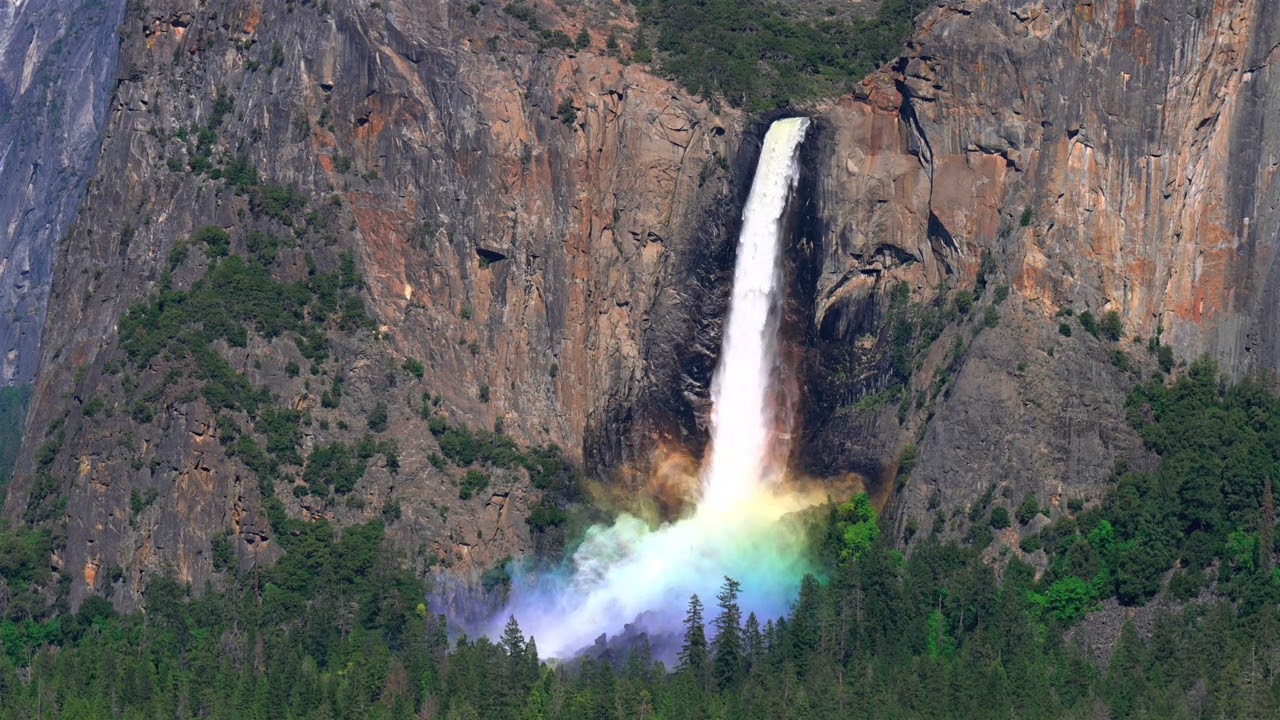 Bridalveil Falls Rainbow, Spring 2023 [4K HDR]
