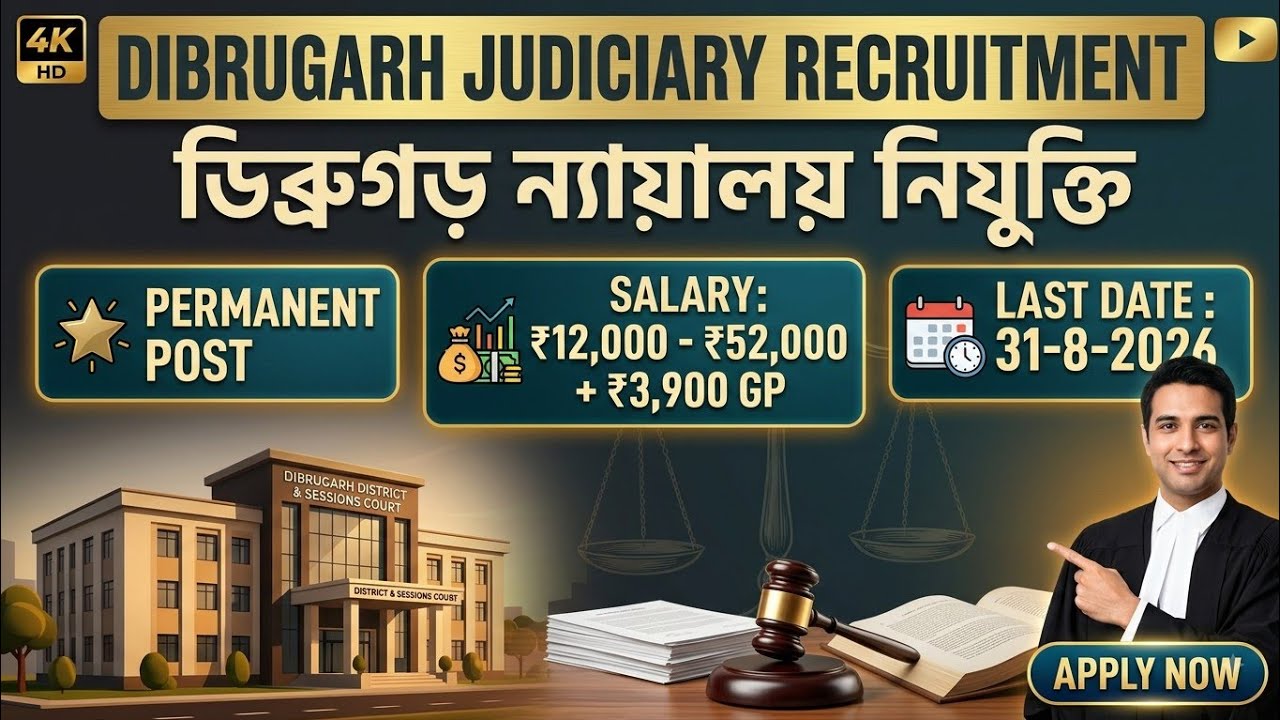 Dibrugarh Judiciary Vacancy 2026|| Assam job news today||Assam job vacancy 2026|| #govtjobs #govtjob