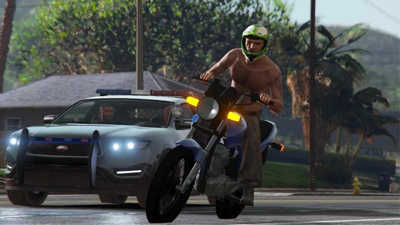 GTAV MODS Tentei dar fuga da policia de Honda Titan e deu MUITO RUIM!!!!!!!!!!