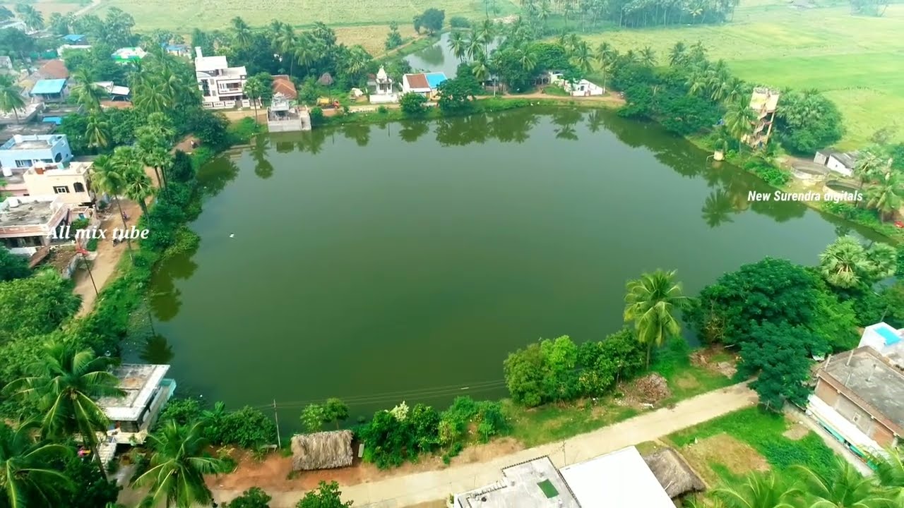 An outstanding village view of pentapaadu by drone