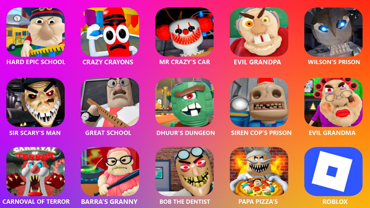 ROBLOX ESCAPE: FINAL ESCAPE NIGHT,TIM'S FARM OBBY,EVIL CARETAKER,TERROR NIGHT CARNIVAL,GRUMPY GRAN!