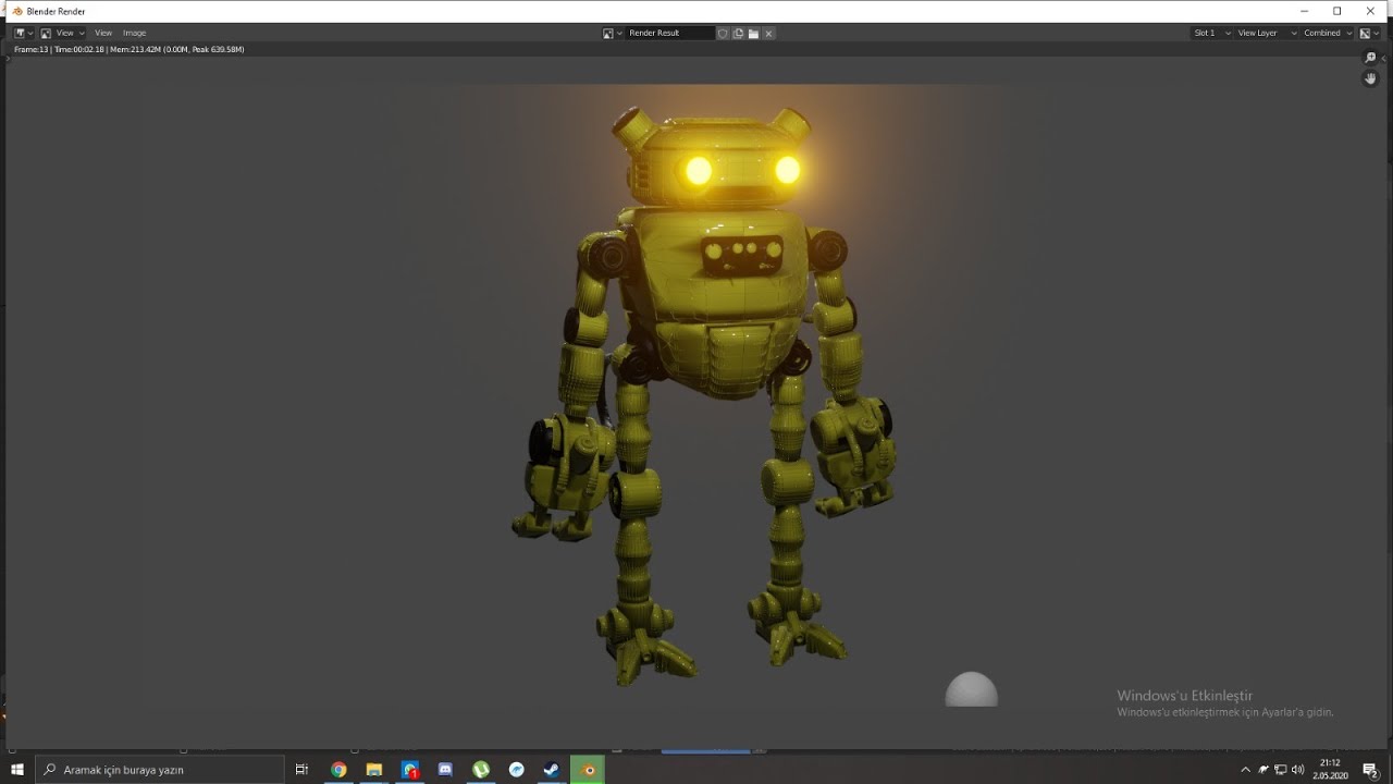 Detailed cute robot model Blender 3D