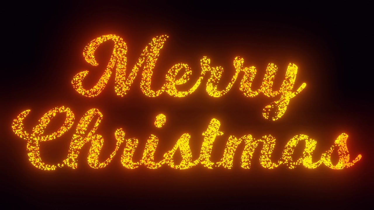 Merry Christmas Text On Black Background, Flying Sparks, Particles Looping 2D Animation. 4K Download