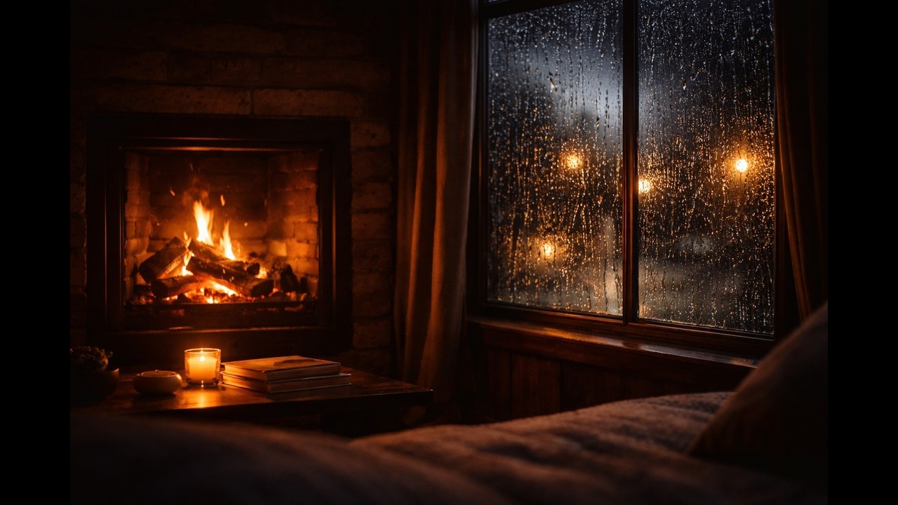 Fireplace Rain Sounds for Baby Sleep | 8 Hours | No Music, No Sudden Sounds