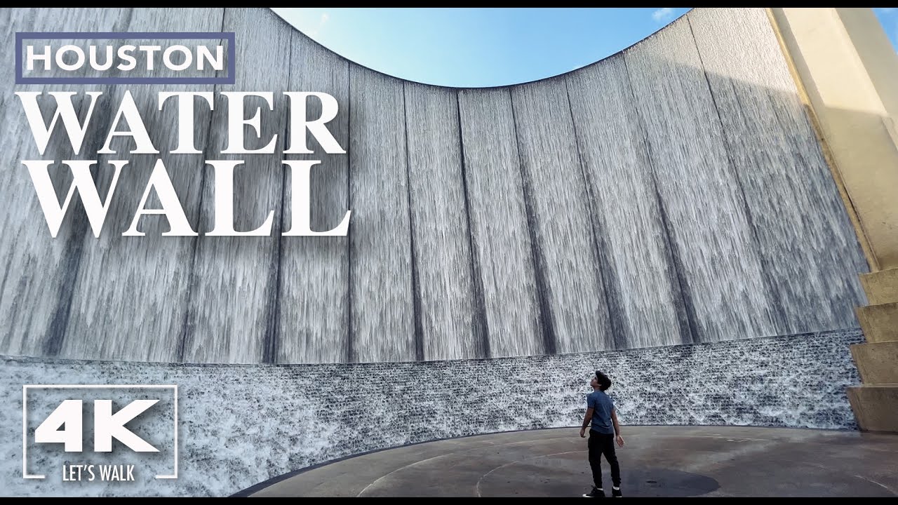 Houston Water Wall Virtual Walk2021 | Waterwall Park | 4K Walking Tour Travel Guide with City Sounds