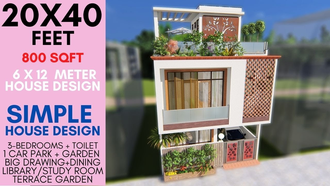 20X40 Feet, 800 sqft Simple House Design | Beautiful Small Home | 6X12 Meter House Design | ID-087
