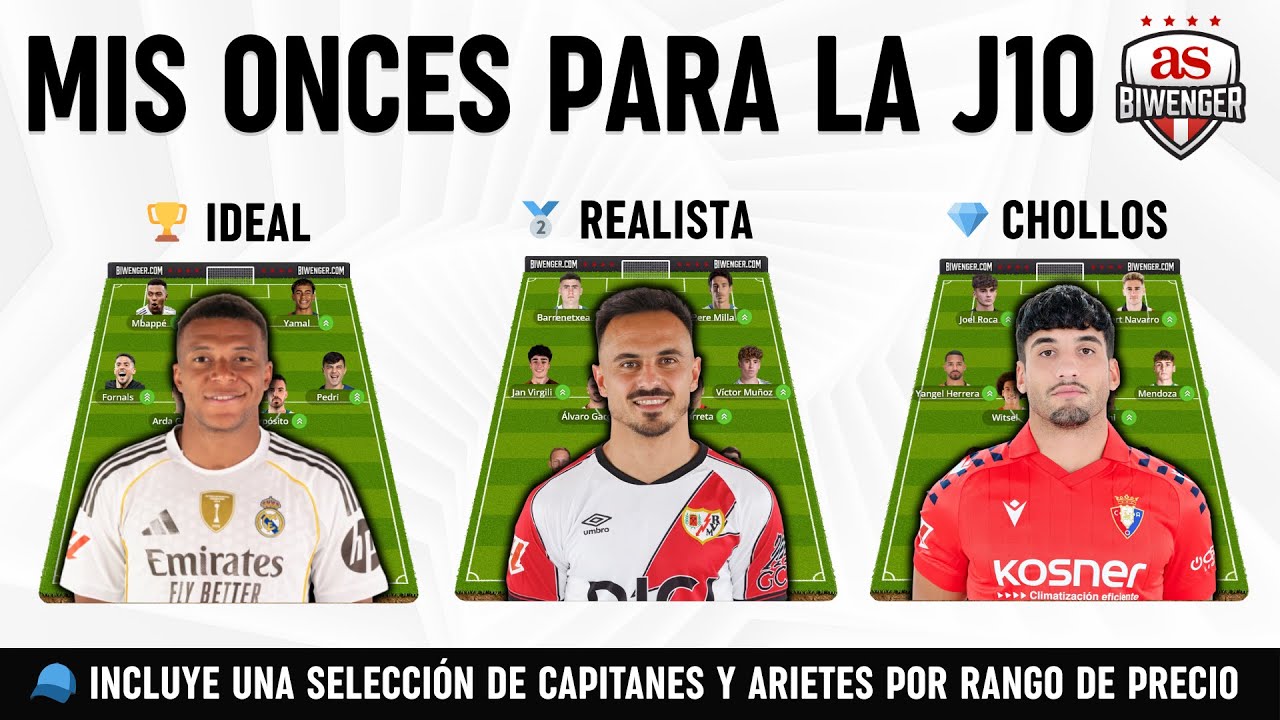 🏆 Jornada 10: Once Ideal, Realista y de Chollos + Picks de Capit&aacute;n y Ariete | Biwenger 25/26