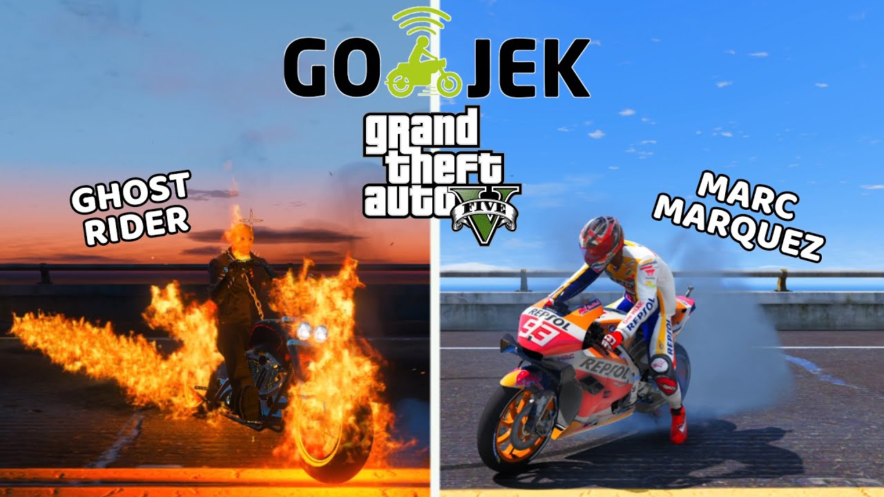 MARC MARQUEZ DAN GHOST RIDER JADI GOJEK - GTA 5