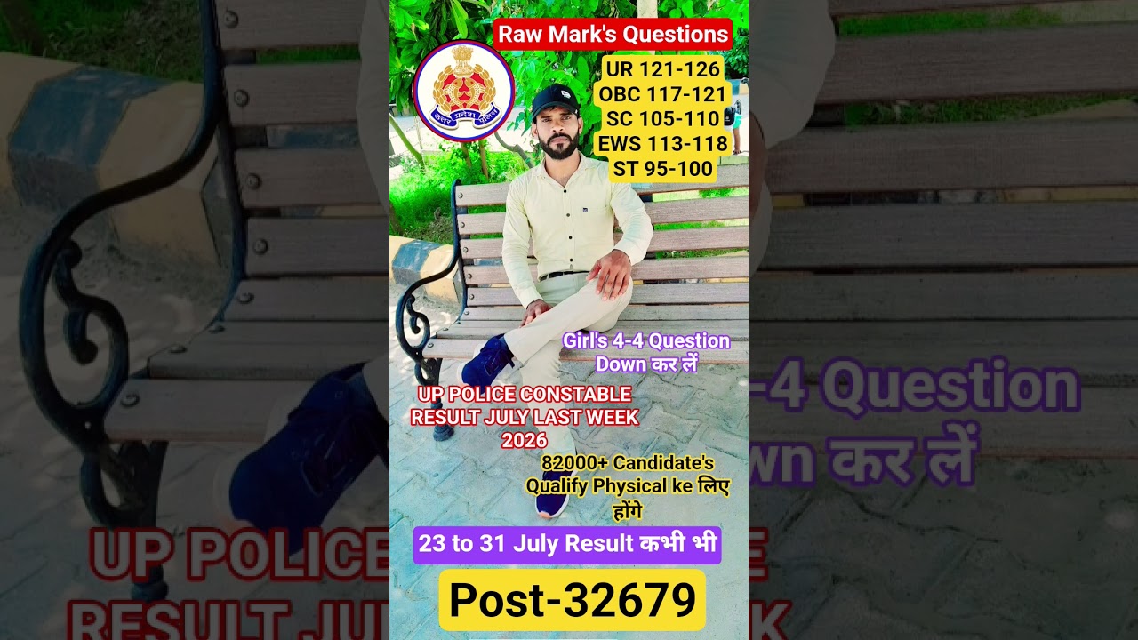 UP POLICE CONSTABLE RESULT JULY 2026 POST-32679 DV/PST 17 August Admit card #police #constable