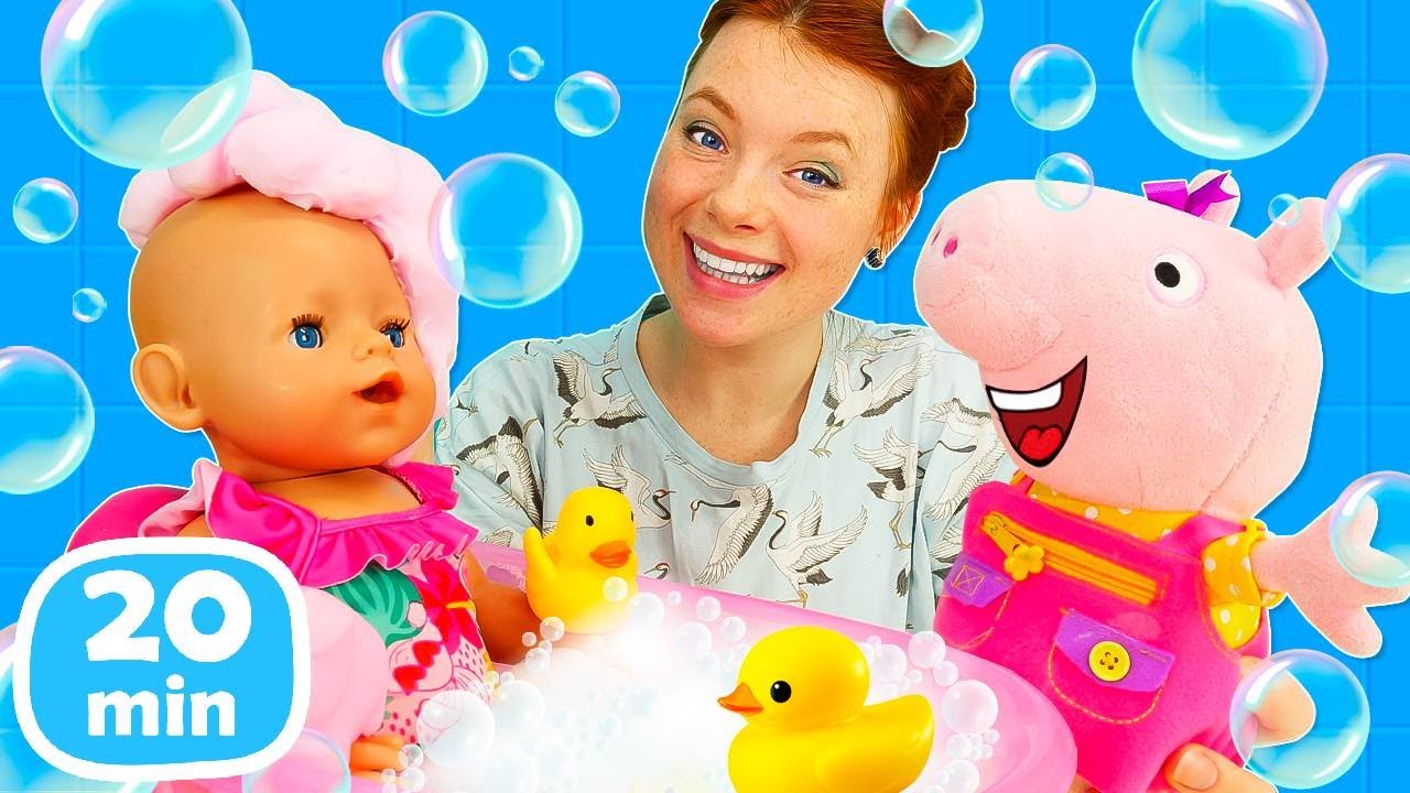 Peppa Wutz, Irene und Baby Born. Spielzeugvideos für Kinder. Puppen Kindergarten