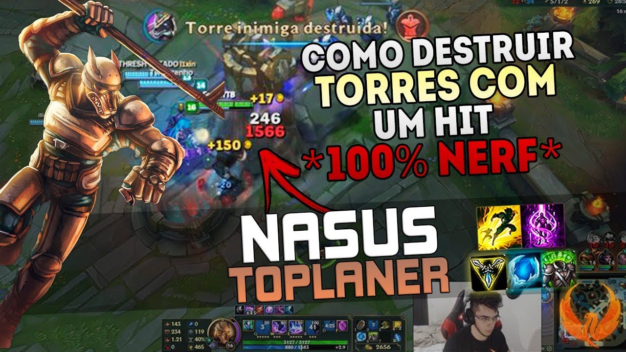 COMO DESTRUIR TORRES COM 1 HIT! *100% NERF* - NASUS TOP GAMEPLAY