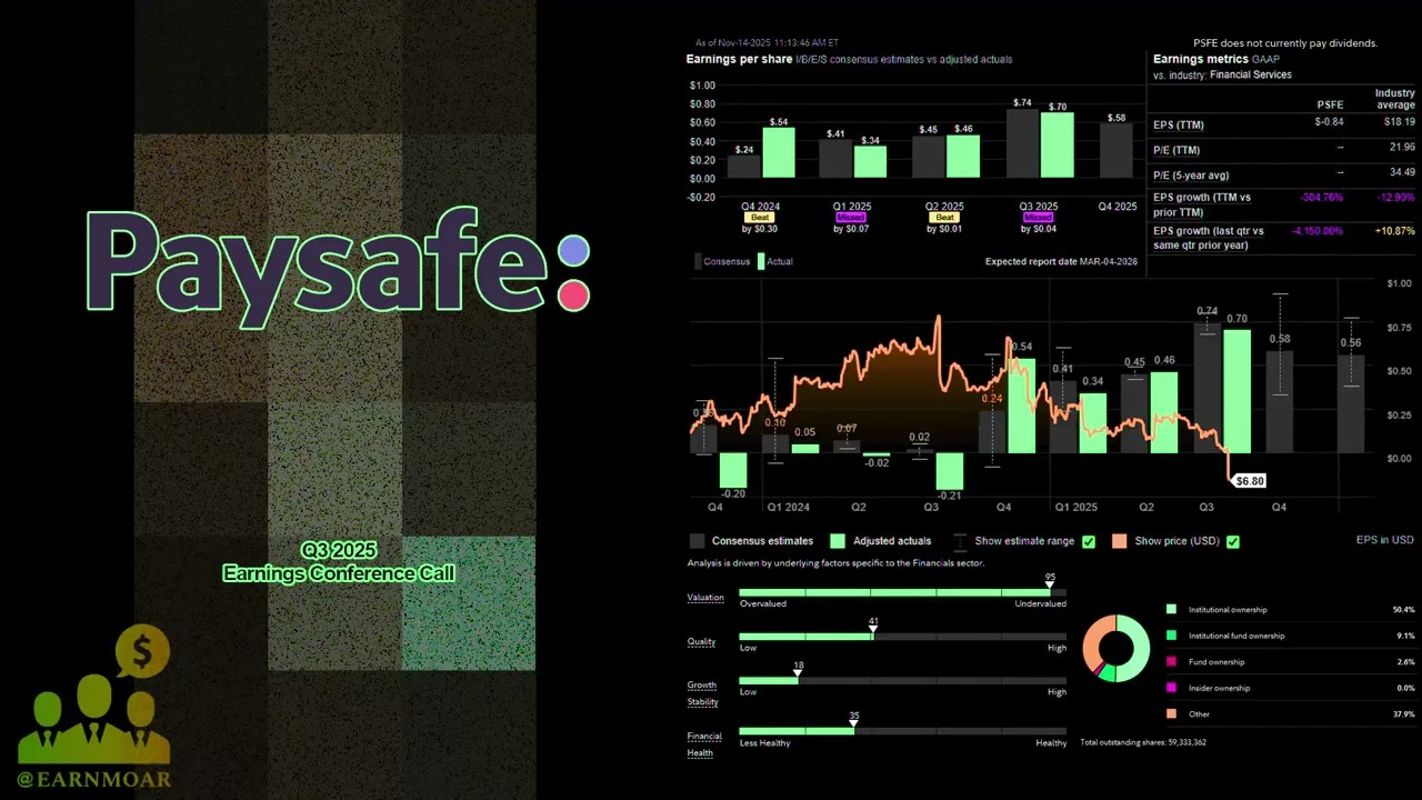 Телефонная конференция по доходам $PSFE Paysafe за третий квартал 2025 г.