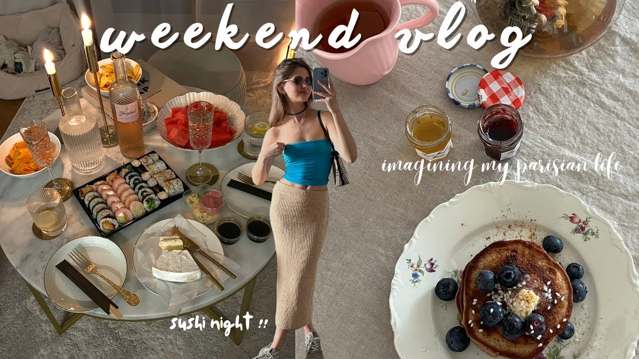 weekend vlog | sushi night & french lifestyle 🥞🎨