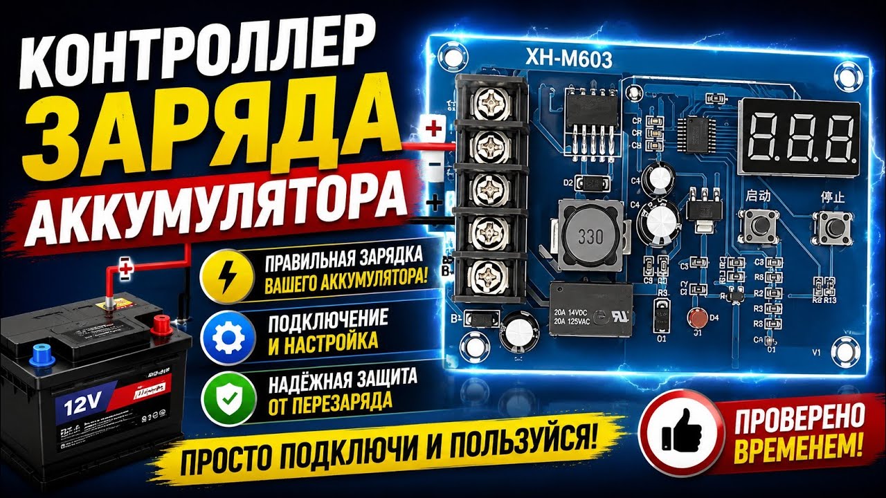 Контроллер заряда XH-M603: Подключение и Настройка (Автоматическая зарядка АКБ 12В-24В)