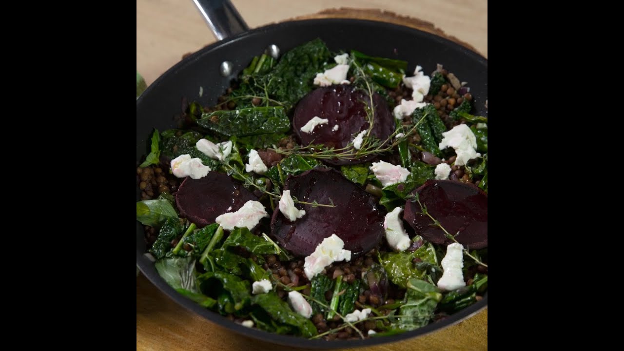 Baked Beetroot with Kale and Lentils