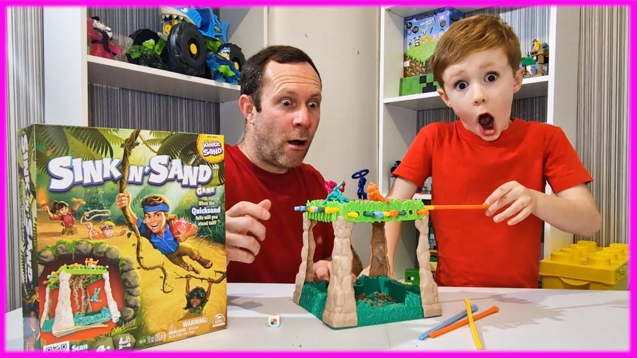 Father & Son PLAY SINK N SAND GAME! / WHEN THE QUICKSAND FALLS WILL YOU STAND TALL?