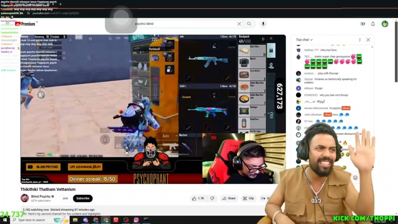 Thoppi reaction on blind psycho🔞 live #thoppi #funny #comedy 🔞😂