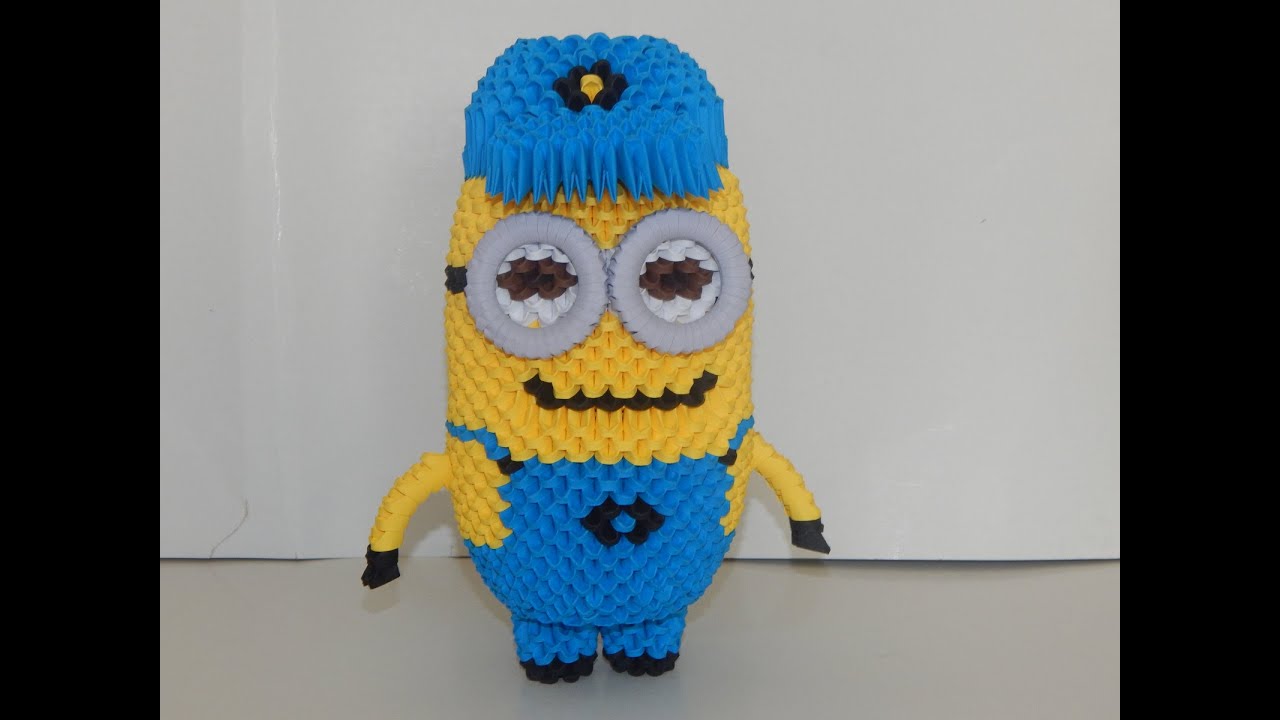How to make 3d origami  Minion part2 (2-eye minion)