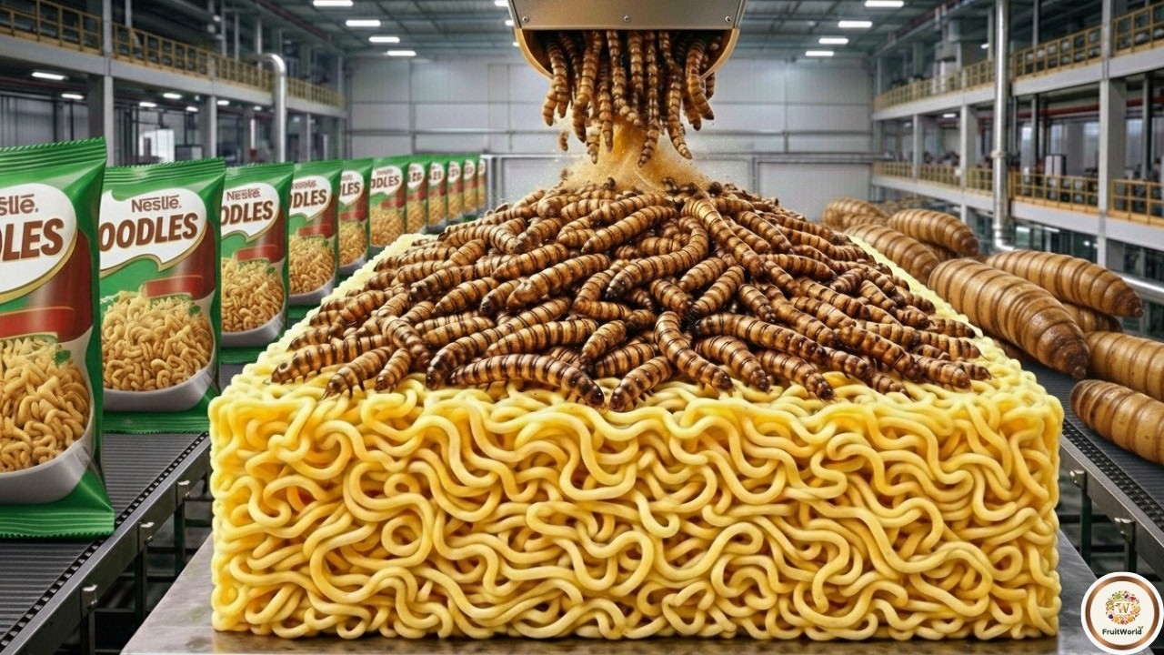 Mealworm Instant Noodles Factory Tour | Full High-Protein Process | 60% Protein Noodles From Worms