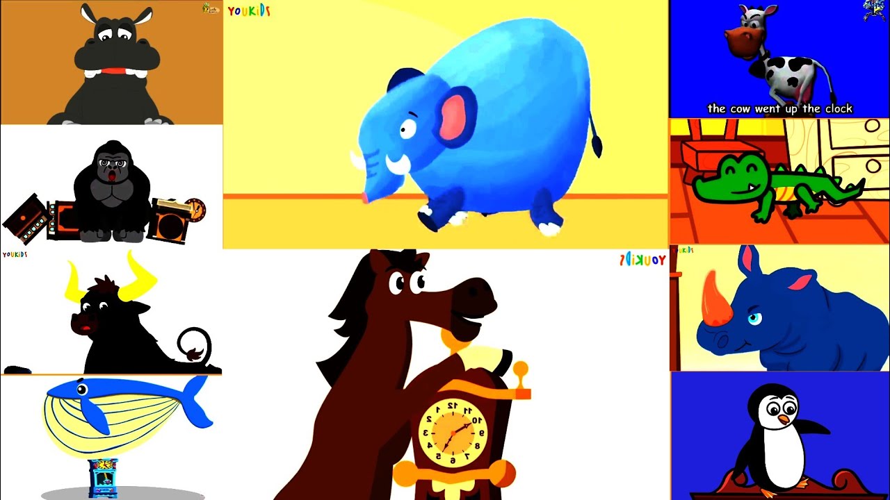 Hickory Dickory Dock 🖌️Elephant vs. Horse 🐘🐎The Big Chase! ~Effects Sponsored by Preview 2 Effects ⏰