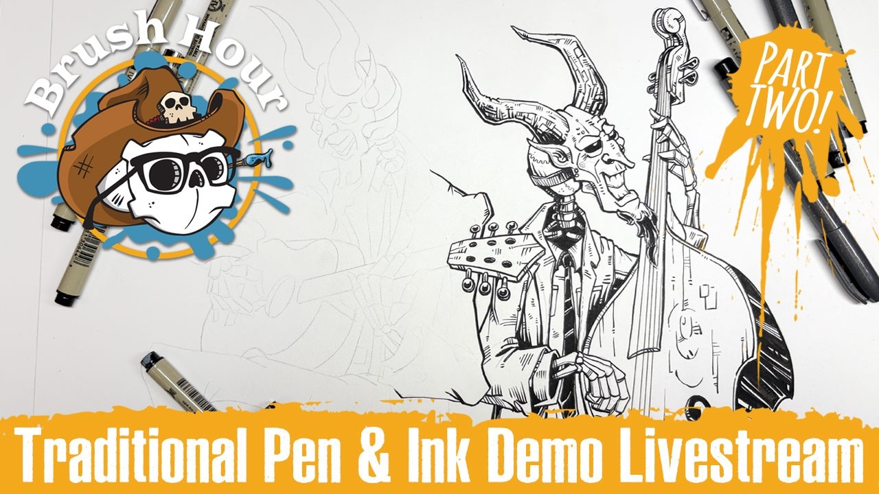 Brush Hour Live-Painting with David Lozeau || Traditional Pen and Ink Part 2