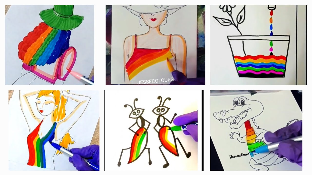 👌50plus coloring ideas💖 | easy sketching and drawings 