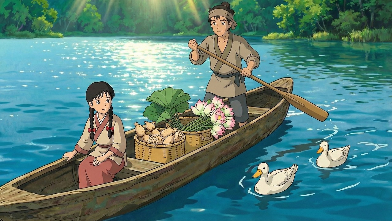 Summer Days in The Countryside: Picking Lotus Flowers & Making Dishes from Lotus |Ghibli Style Video