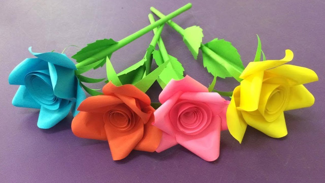 How to Make Rose Flower with Paper | Making Paper Flowers Step by Step | DIY-Paper Crafts