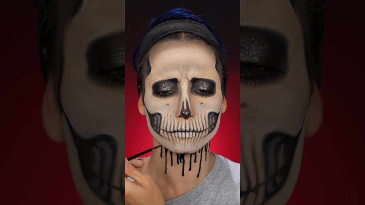 My first glam skull makeup of the season 🎃 #skullmakeup #makeuptutorial #makeup #sfx