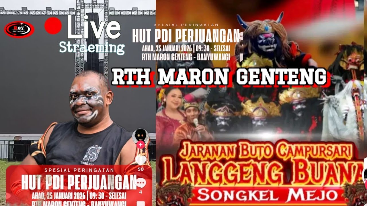 HUT PDIP BERSAMA JARANAN BUTO CAMPURSARI LANGGENG BUANA SONGKEL MEJO RTH.MARON - GENTENG